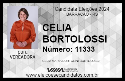 Candidato CELIA BORTOLOSSI 2024 - BARRACÃO - Eleições