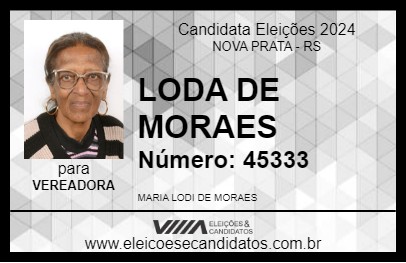 Candidato LODA DE MORAES 2024 - NOVA PRATA - Eleições