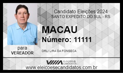 Candidato MACAU 2024 - SANTO EXPEDITO DO SUL - Eleições