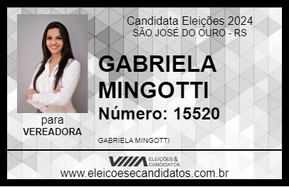 Candidato GABRIELA MINGOTTI 2024 - SÃO JOSÉ DO OURO - Eleições