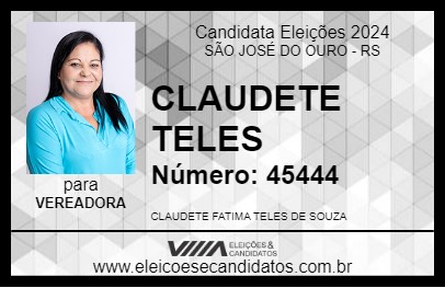 Candidato CLAUDETE TELES 2024 - SÃO JOSÉ DO OURO - Eleições