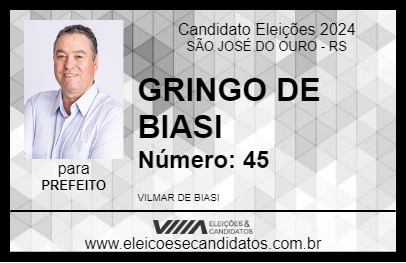 Candidato GRINGO DE BIASI 2024 - SÃO JOSÉ DO OURO - Eleições