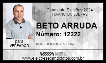 Candidato BETO ARRUDA 2024 - TUPANCI DO SUL - Eleições