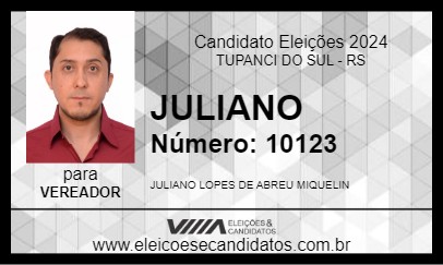 Candidato JULIANO 2024 - TUPANCI DO SUL - Eleições