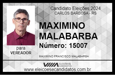 Candidato MAXIMINO MALABARBA 2024 - CARLOS BARBOSA - Eleições