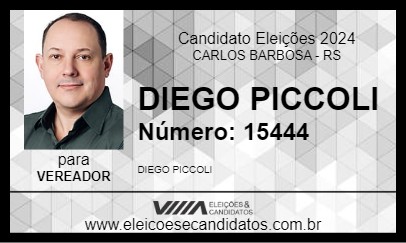 Candidato DIEGO PICCOLI 2024 - CARLOS BARBOSA - Eleições