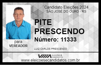 Candidato PITE PRESCENDO 2024 - SÃO JOSÉ DO OURO - Eleições