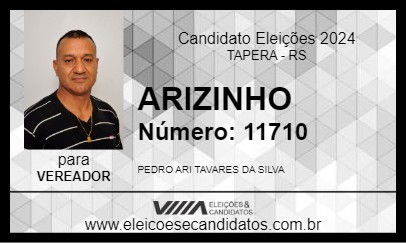 Candidato ARIZINHO 2024 - TAPERA - Eleições