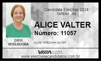 Candidato ALICE VALTER 2024 - TAPERA - Eleições