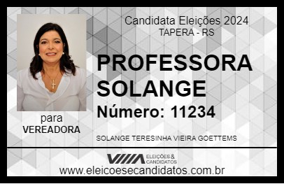 Candidato PROFESSORA SOLANGE 2024 - TAPERA - Eleições