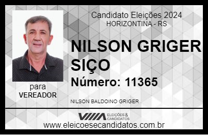 Candidato NILSON GRIGER SIÇO 2024 - HORIZONTINA - Eleições