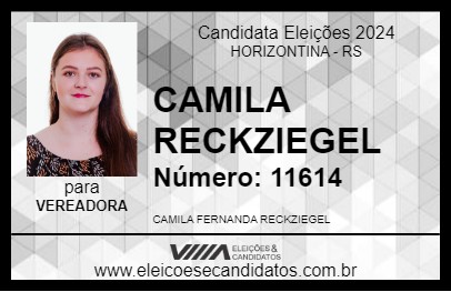 Candidato CAMILA RECKZIEGEL 2024 - HORIZONTINA - Eleições