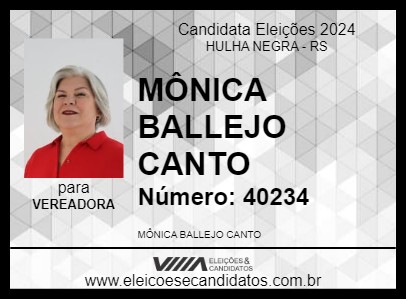 Candidato MÔNICA BALLEJO CANTO 2024 - HULHA NEGRA - Eleições