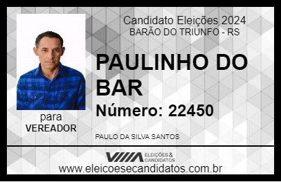 Candidato PAULINHO DO BAR 2024 - BARÃO DO TRIUNFO - Eleições