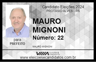 Candidato MAURO MIGNONI 2024 - PROTÁSIO ALVES - Eleições