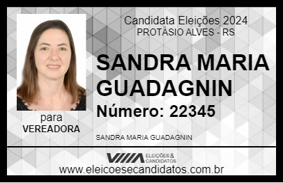 Candidato SANDRA MARIA GUADAGNIN 2024 - PROTÁSIO ALVES - Eleições