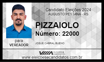 Candidato PIZZAIOLO  2024 - AUGUSTO PESTANA - Eleições