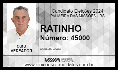 Candidato RATINHO 2024 - PALMEIRA DAS MISSÕES - Eleições