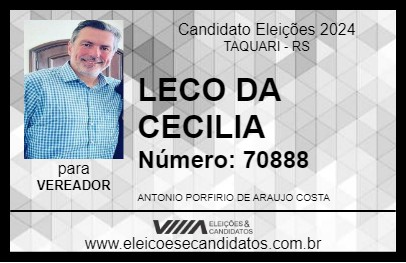 Candidato LECO DA CECILIA 2024 - TAQUARI - Eleições