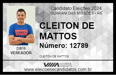 Candidato CLEITON DE MATTOS 2024 - GUARANI DAS MISSÕES - Eleições