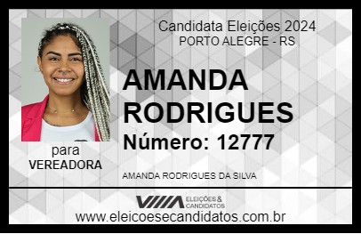 Candidato AMANDA RODRIGUES 2024 - PORTO ALEGRE - Eleições