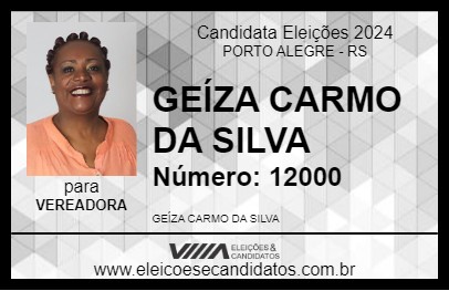 Candidato GEISA CARMO DA SILVA 2024 - PORTO ALEGRE - Eleições