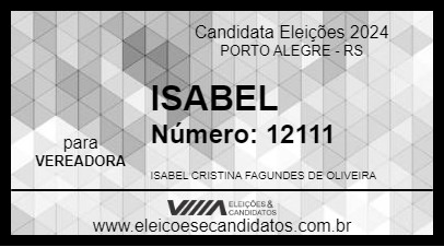 Candidato ISABEL  2024 - PORTO ALEGRE - Eleições