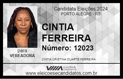 Candidato CINTIA FERREIRA 2024 - PORTO ALEGRE - Eleições