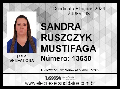 Candidato SANDRA RUSZCZYK MUSTIFAGA 2024 - ÁUREA - Eleições