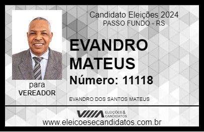 Candidato EVANDRO MATEUS 2024 - PASSO FUNDO - Eleições