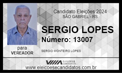 Candidato SERGIO LOPES 2024 - SÃO GABRIEL - Eleições