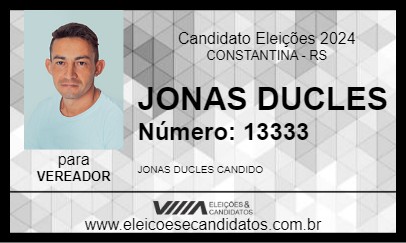 Candidato JONAS DUCLES 2024 - CONSTANTINA - Eleições