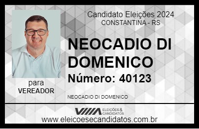 Candidato NEOCADIO DI DOMENICO 2024 - CONSTANTINA - Eleições