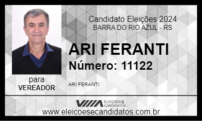 Candidato ARI FERANTI 2024 - BARRA DO RIO AZUL - Eleições