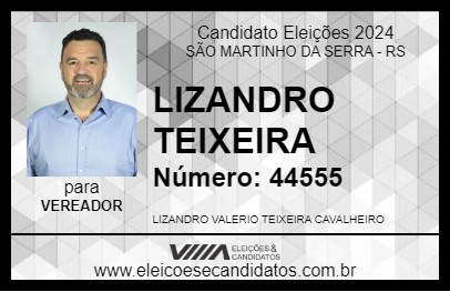 Candidato LIZANDRO TEIXEIRA 2024 - SÃO MARTINHO DA SERRA - Eleições