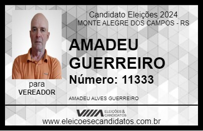 Candidato AMADEU GUERREIRO 2024 - MONTE ALEGRE DOS CAMPOS - Eleições