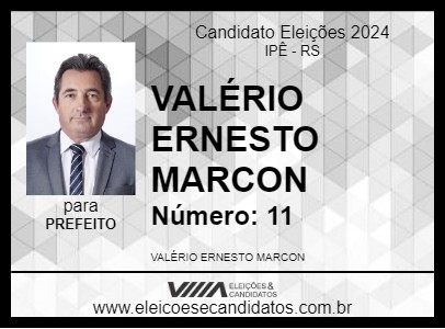 Candidato VALÉRIO ERNESTO MARCON 2024 - IPÊ - Eleições