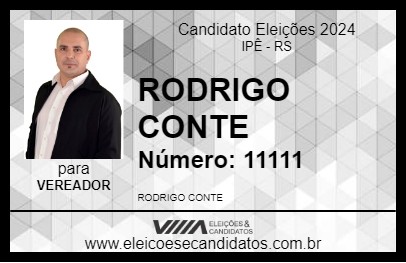 Candidato RODRIGO CONTE 2024 - IPÊ - Eleições