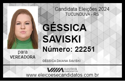 Candidato GÉSSICA SAVISKI 2024 - TUCUNDUVA - Eleições