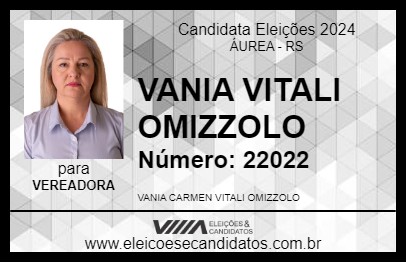 Candidato VANIA VITALI OMIZZOLO 2024 - ÁUREA - Eleições