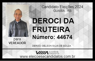 Candidato DEROCI DA FRUTEIRA 2024 - GUAÍBA - Eleições