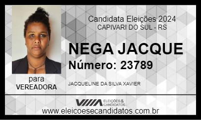 Candidato NEGA JACQUE 2024 - CAPIVARI DO SUL - Eleições