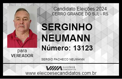 Candidato SERGINHO NEUMANN 2024 - CERRO GRANDE DO SUL - Eleições