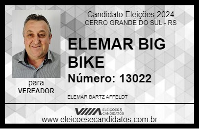 Candidato ELEMAR BIG BIKE 2024 - CERRO GRANDE DO SUL - Eleições