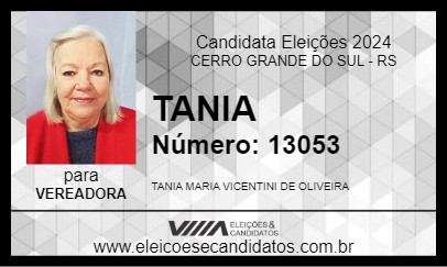 Candidato TANIA 2024 - CERRO GRANDE DO SUL - Eleições