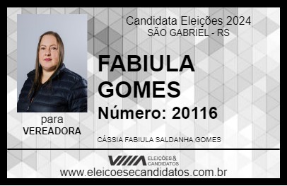 Candidato FABIULA GOMES 2024 - SÃO GABRIEL - Eleições