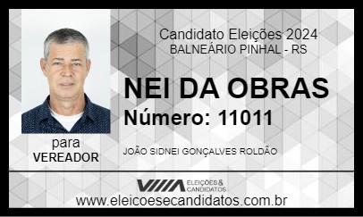 Candidato NEI DA OBRAS 2024 - BALNEÁRIO PINHAL - Eleições