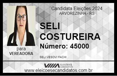 Candidato SELI COSTUREIRA 2024 - ARVOREZINHA - Eleições