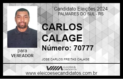 Candidato CARLOS CALAGE 2024 - PALMARES DO SUL - Eleições