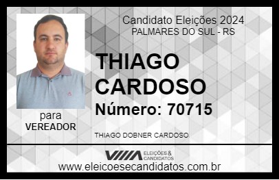 Candidato THIAGO CARDOSO 2024 - PALMARES DO SUL - Eleições